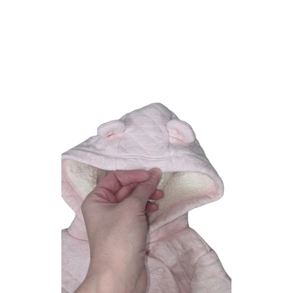 Carter's Snowsuit Sz 3 Months Baby Girl's Pink Quilted Snap Button Zipper Winter